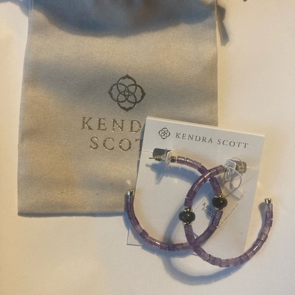 Kendra Scott Purple Beaded Hoop Earrings - Picture 7 of 9